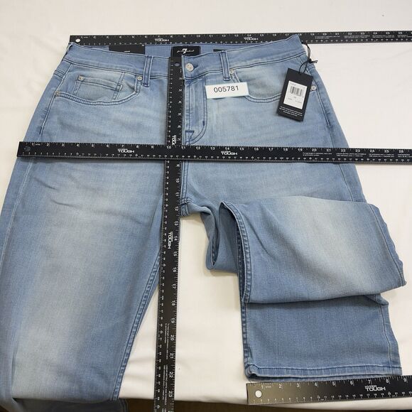 7 for All Mankind Austyn Relaxed Jeans Men's 34 Bay Blue Denim Straight Stretch - Picture 10 of 12